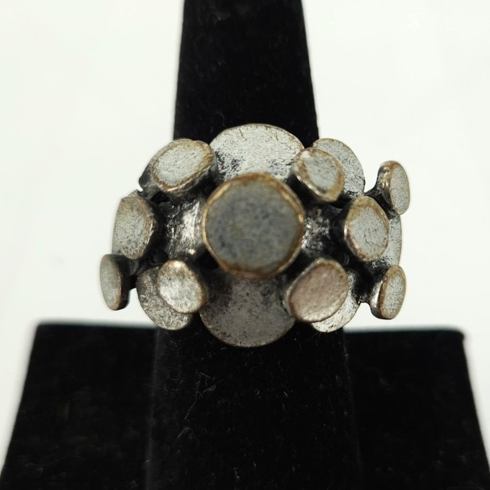 Mushroom Bubble Dot Ring 7 Stainless Steel Silver Rocker Biker Gothic MCM Modern